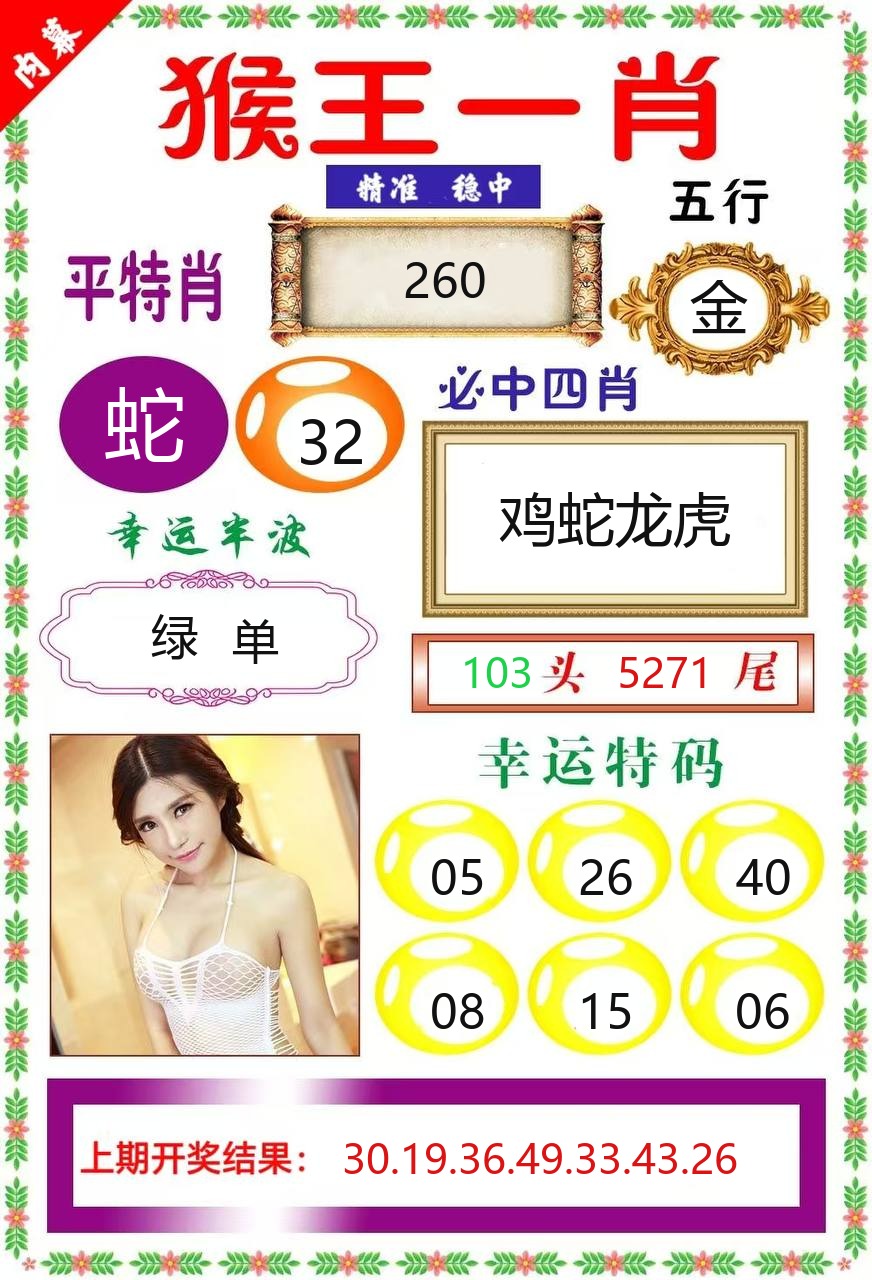 澳门新新彩猴王一肖资料图